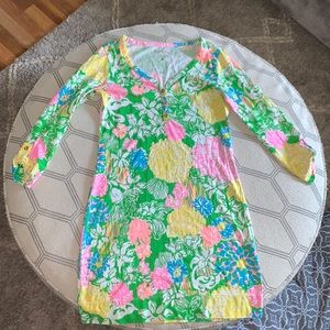 Lilly Pulitzer 100% Pima Cotton Green Print Dress